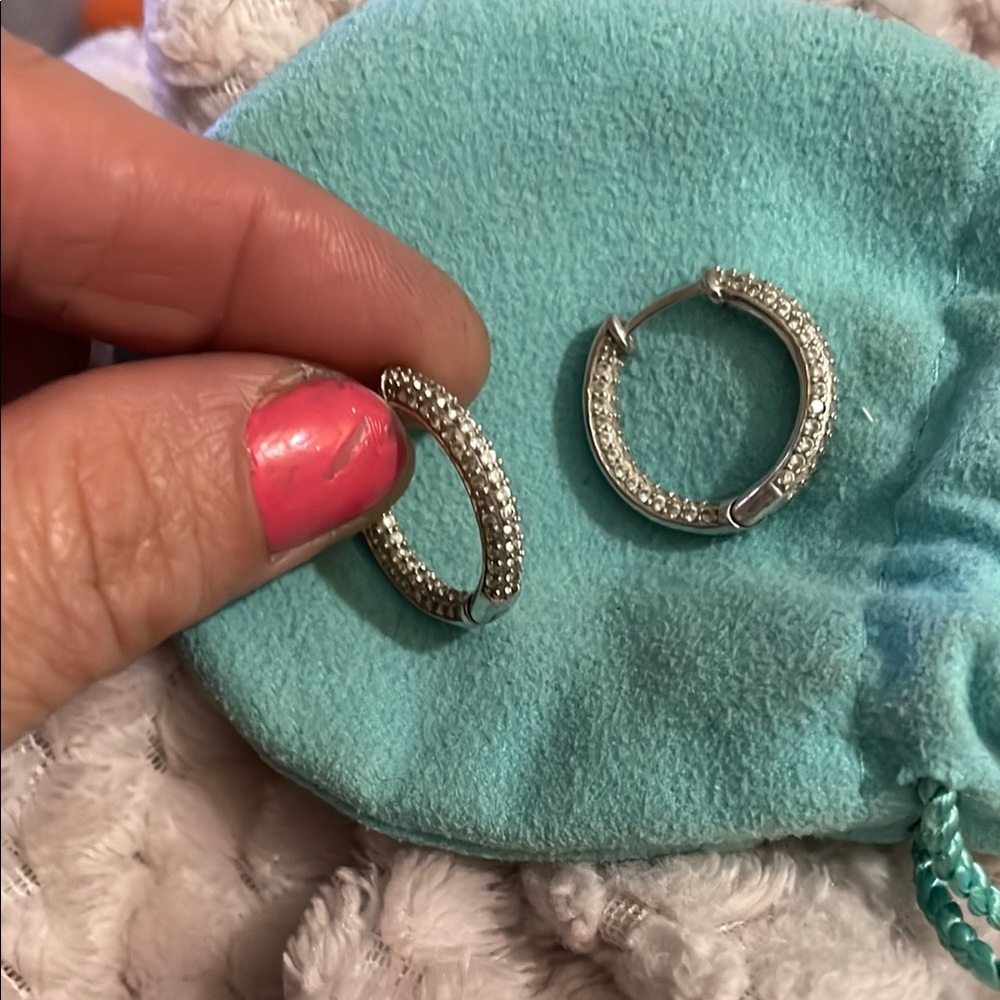 Sterling Silver cubic huggie Hoop Earrings